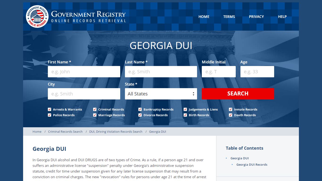 Georgia DUI | Georgia DUI Records | GovernmentRegistry.org