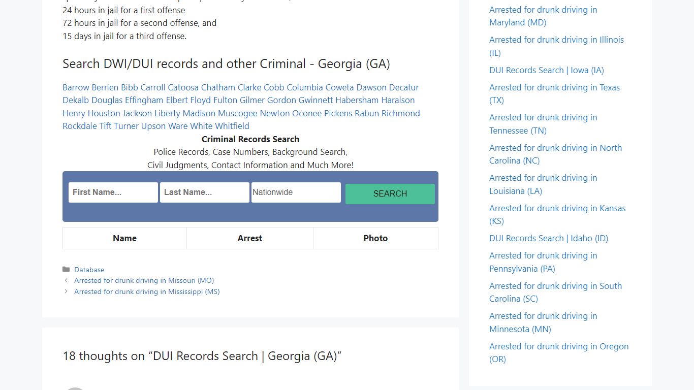 DUI Records Search | Georgia (GA) – Drunk Drivers